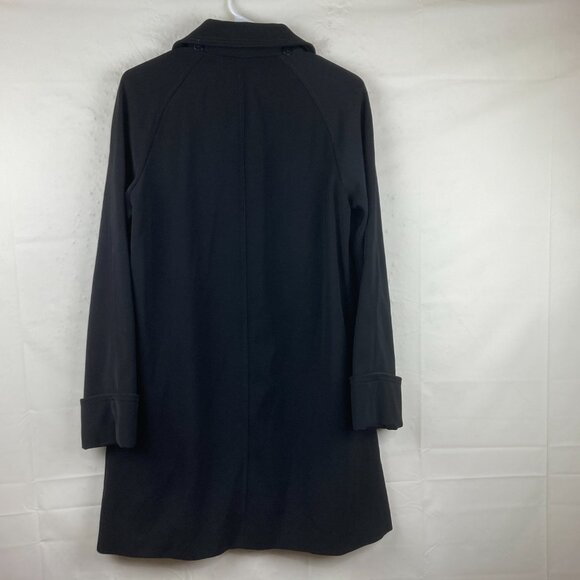 Michael Kors Womens XS Trench Coat Jacket Black Silver Clasp Buttons Pockets Des - Picture 7 of 7